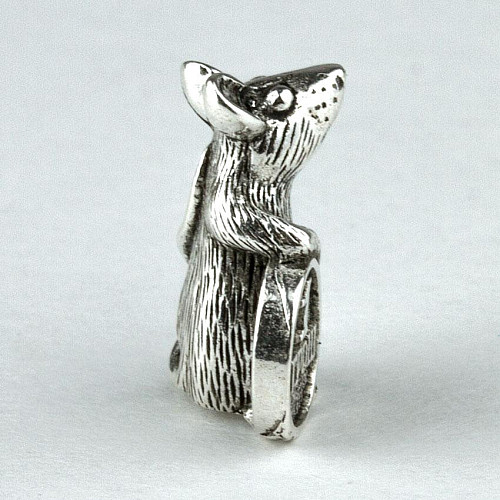 Кошельковый оберег-брелок silvering 1,3х0,5х1 см Щур з монеткою (24641)