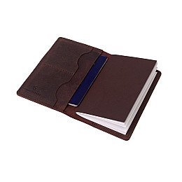 Кожаная обложка COMFY STRAP для документов с блокнотом Коричневая (034)