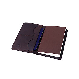 Кожаная обложка COMFY STRAP для документов с блокнотом Темно-коричневая (035)