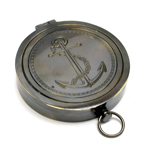 Компас бронзовый с крышкой None " Brass Flat Compass" диаметр 8 см (DN29259)