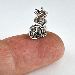 Кошельковый оберег Fisher Мышка с монетой Серебряное покрытие 1,3х0,5х1 см (24627)