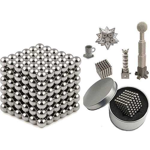 Магнитный конструктор OOOPS неокуб, 216шт*5мм магнитные шарики (1001225-Silver-0)