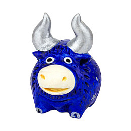 Фигурка гипсовая Netsuke Бычок 5,5x5,7x4 см Синий (25507)