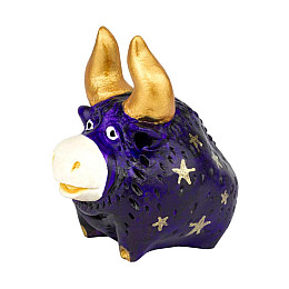 Фигурка гипсовая Netsuke Бычок 5,5x5,7x4 см Фиолетовый (25508)