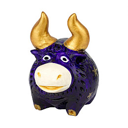 Фигурка гипсовая Netsuke Бычок 5,5x5,7x4 см Фиолетовый (25508)
