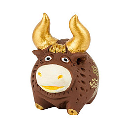 Фигурка гипсовая Netsuke Бычок 5,5x5,7x4 см Коричневый (25509)