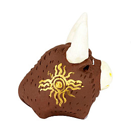 Фигурка гипсовая Netsuke Бычок 5,5x5,7x4 см Коричневый (25510)