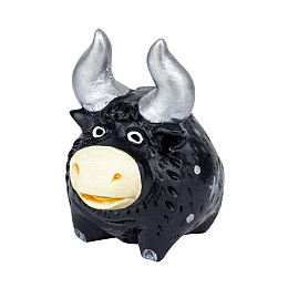 Фигурка гипсовая Netsuke Бычок 5,5x5,7x4 см Черный (25481)