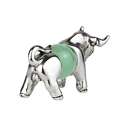 Оберег Silvering Бык Год быка Нефрит Металл с посеребрением 2,5 см Серебристый Зеленый (25636)
