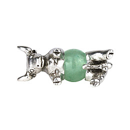 Оберег Silvering Бык Год быка Нефрит Металл с посеребрением 2,5 см Серебристый Зеленый (25636)