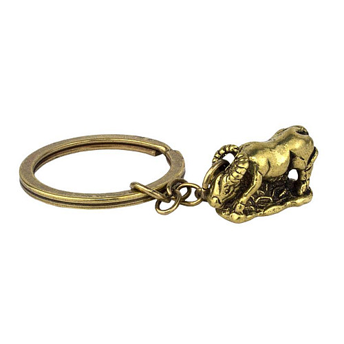 Брелок Нэцкэ Бык Год Быка Netsuke Металл 8х1,5х1,5 см Бронзовый (03003)