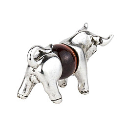 Оберег Год Быка Бычий глаз Металл с посеребрением 2,5 см Серебристый Темно-Коричневый (25584)