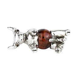 Оберег Год Быка Бычий глаз Металл с посеребрением 2,5 см Серебристый Темно-Коричневый (25584)