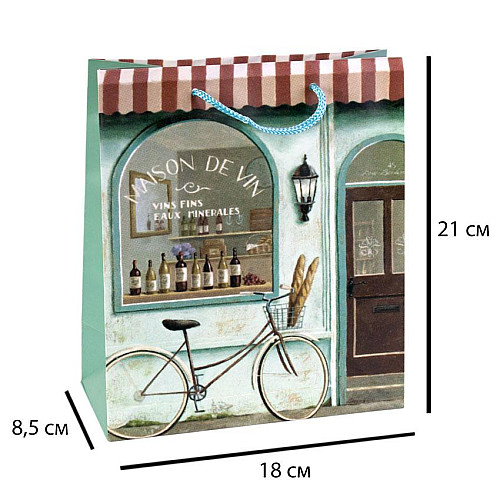 Сумочка Бумажная Бутик Boutique Maison de Vin Grand Monde 21х18х8,5 см Бирюзовый (19367)