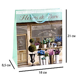Сумочка Бумажная Бутик Boutique Fleurs de Marie Grand Monde 21х18х8,5 см Бирюзовый (19369)