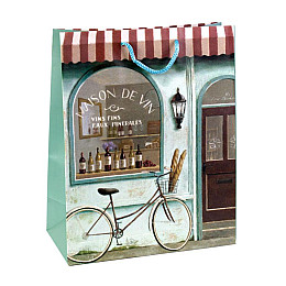 Сумочка Бумажная Бутик Boutique Maison de Vin Grand Monde 26х21х10 см Бирюзовый (19371)