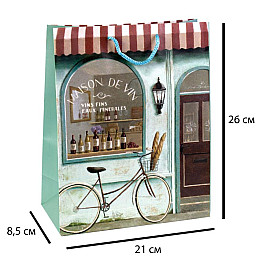Сумочка Бумажная Бутик Boutique Maison de Vin Grand Monde 26х21х10 см Бирюзовый (19371)