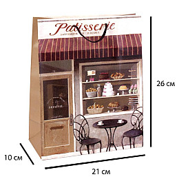 Сумочка Бумажная Бутик Boutique Patisserie Grand Monde 26х21х10 см Коричневый (19372)