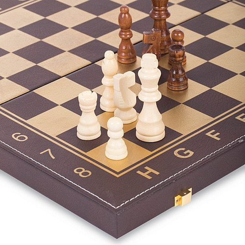 Шахматы, шашки, нарды 3в1 кожзам L3508 (MR08697)