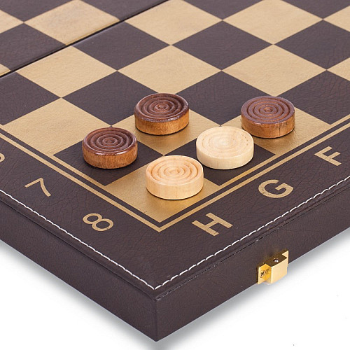 Шахматы, шашки, нарды 3в1 кожзам L3508 (MR08697)