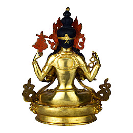Статуя Традиционная Ченрезиг (Авалокитешвара) Бронза 22х17х9,7 см Золотой (09019)