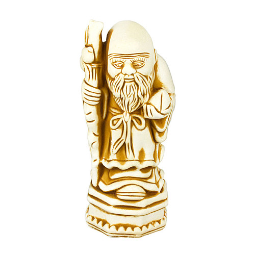 Статуэтка Netsuke Нэцкэ Шоусин на подставке Гипс 6,9x2,9x3,1см Бежевый (00654)