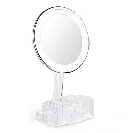 Зеркало UKC с LED подсветкой и органайзером XH-086 круглое White (kz195-hbr)