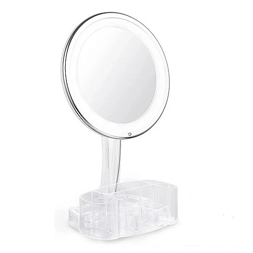 Зеркало UKC с LED подсветкой и органайзером XH-086 круглое White (kz195-hbr)