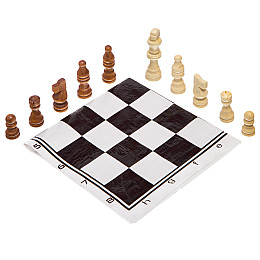 Шахматные фигуры деревянные с полотном PVC для игр SP-Sport 205P