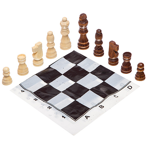 Шахматные фигуры деревянные с полотном PVC для игр SP-Sport 300P