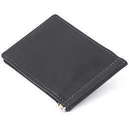 Стильный зажим для денег без застежки GRANDE PELLE 11294 Черный 12х8х0,5 см