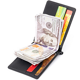 Стильный зажим для денег без застежки GRANDE PELLE 11294 Черный 12х8х0,5 см