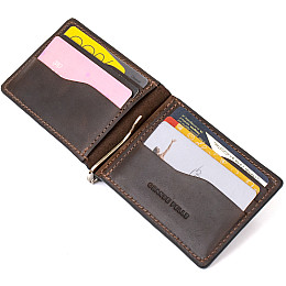 Кожаный зажим для денег GRANDE PELLE 11473 Коричневый