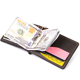 Кожаный зажим для денег GRANDE PELLE 11473 Коричневый