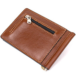 Мужской кожаный зажим для денег GRANDE PELLE 11474 Коричневый