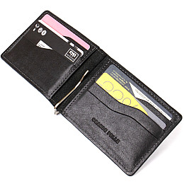 Мужской кожаный зажим для денег GRANDE PELLE 11475 Черный