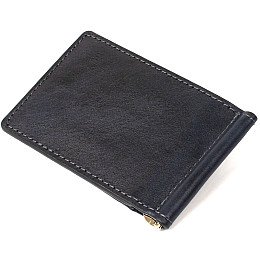 Мужской кожаный зажим для денег GRANDE PELLE 11476 Темно-синий