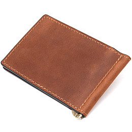 Мужской кожаный зажим GRANDE PELLE 11477 Коричневый