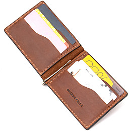 Мужской кожаный зажим GRANDE PELLE 11477 Коричневый