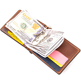 Мужской кожаный зажим GRANDE PELLE 11477 Коричневый