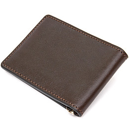 Мужской кожаный зажим для денег GRANDE PELLE 11478 Коричневый