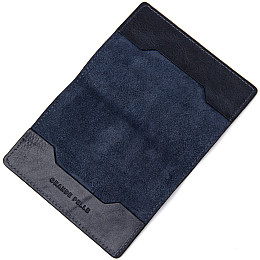 Кожаная обложка на паспорт GRANDE PELLE 11479 Темно-синий