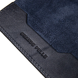 Кожаная обложка на паспорт GRANDE PELLE 11479 Темно-синий