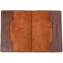 Обложка на паспорт из натуральной кожи GRANDE PELLE 11485 Коричневый