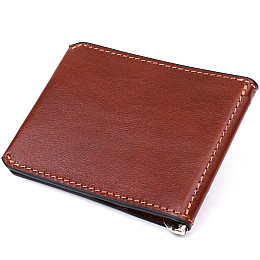 Мужской кожаный зажим для денег GRANDE PELLE 11361 Коричневый