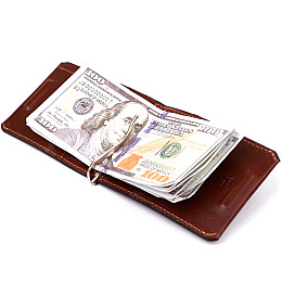 Мужской кожаный зажим для денег GRANDE PELLE 11361 Коричневый
