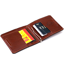 Мужской кожаный зажим для денег GRANDE PELLE 11361 Коричневый