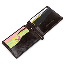 Мужской зажим для денег GRANDE PELLE 11403 Темно-коричневый