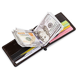 Мужской зажим для денег GRANDE PELLE 11403 Темно-коричневый