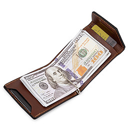 Мужской зажим для денег GRANDE PELLE 11522 Коричневый